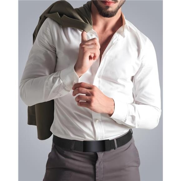 Men's Ratchet Web Belt,1.25 inch Nylon Automatic Buckle Belt,No Holes Invisible - Picture 6 of 7